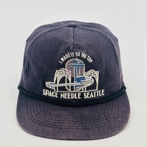 Vintage Space Needle Seattle I Made It To The Top Snapback Hat Roller Coaster WA
